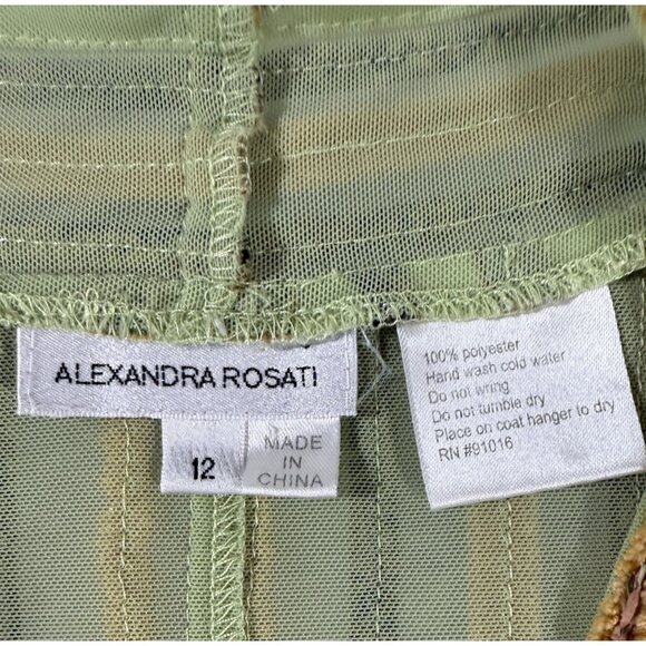 Alexandra Rosati Sheer Textured Ribbon Lace Blouse 12 Green Fairy Glam Art Deco - Picture 5 of 8